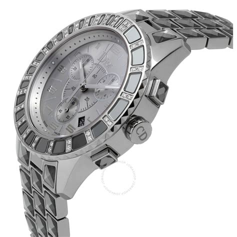 Dior Christal Chronograph Quartz Diamond Silver Dial Men's 